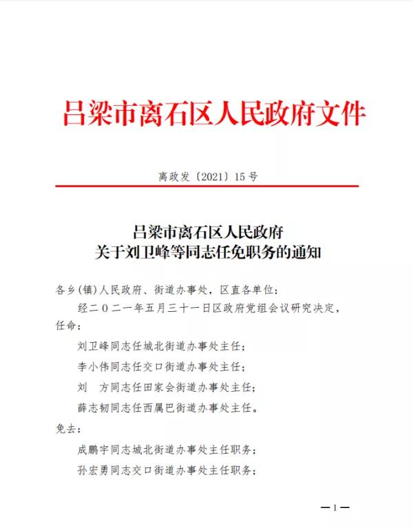 离石区人民政府办公室人事任命，新一轮区域发展力量布局启动